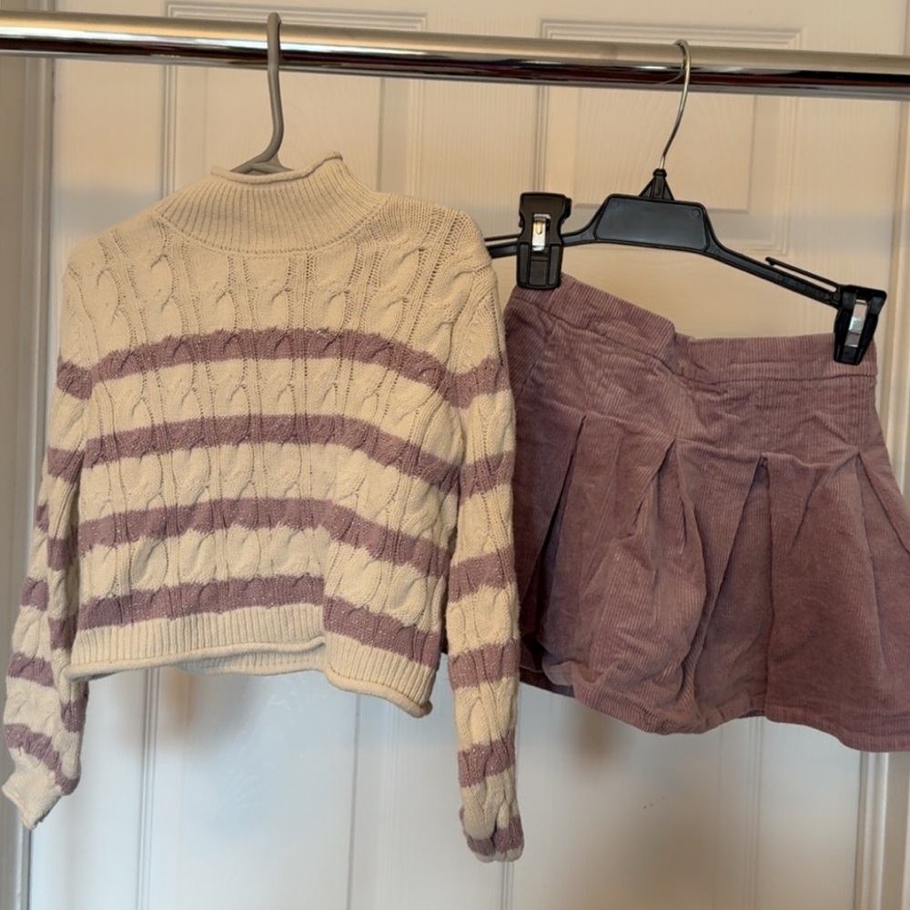 Cynthia Rowley Cream and Purple Kids Matching Set